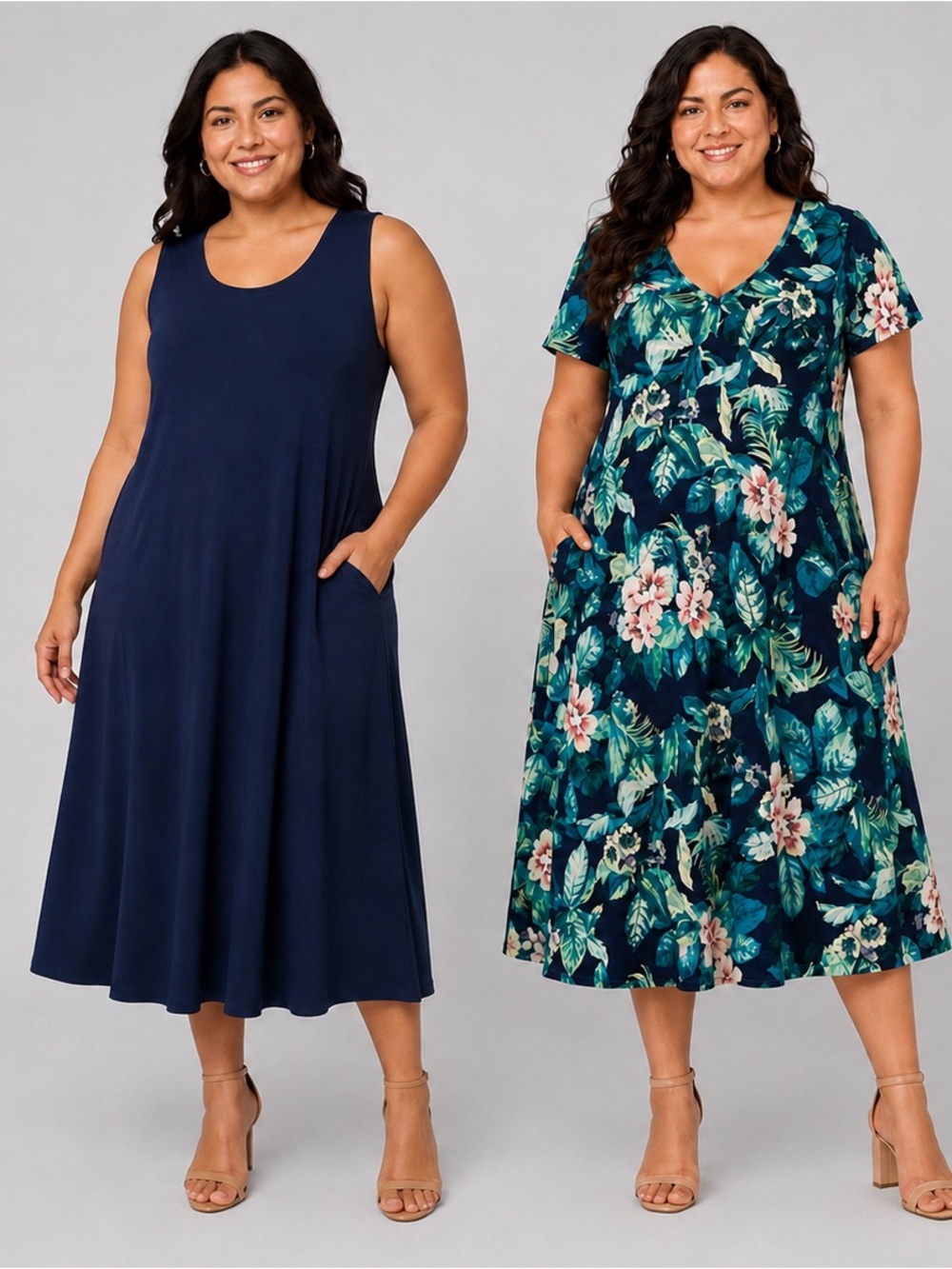 Attitudes by Renee Petite Pack of 2 Como Jersey Midi Dresses 1XP new A723657